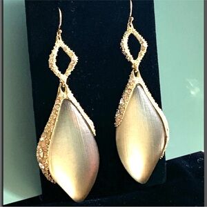 ALEXIS BITTAR • Miss Havisham Warm Grey Lucite Swarovski Crystal Leaf Earrings
